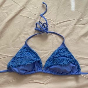 Blue Lace Triangle String Bikini Top